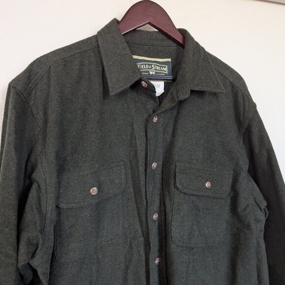Field & Stream 100% Cotton Rugged Flannel Shirt Army Green XL Outdoor Fishing - Picture 4 of 9
